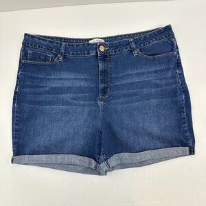 YMI High Rise Cuffed 5" InseaM Women's size 20 Dark Wash Blue Denim jean Shorts